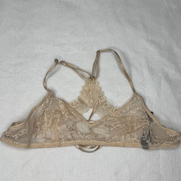 Victoria's Secret Small Beige Lace Bralette Festival Bra Romantic Lingerie - Picture 1 of 4
